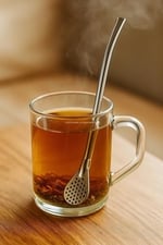 Busstier Süzgeç Uçlu Metal Pipet Seti, Filtreli Kaşık Pipet, Temizleme Fırçası Dahil, Kokteyl Sunum Bitki Çayı ve Yerba Mate (Bombilla) için Tekrar Kullanılabilir Şık Tasarım