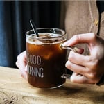 Büyük Boy Good Morning Cam Kupa Kulplu Bardak Borosilikat Isıya Dayanıklı Cam Kupa 450 ml