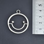 Büyük Gülen Surat - Smile Erkek Kadın Kolye Antik Gümüş Kaplama - 60 cm Düz Zincir
