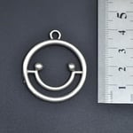 Büyük Gülen Surat - Smile Erkek Kadın Kolye Antik Gümüş Kaplama - 60 cm Düz Zincir