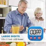 Büyük LCD Ekran Dijital Pişirme Zamanlayıcı Mutfak Zamanlayıcı Geri Sayım ve Kronometre ile. Yemek pişirme, Fitness, Çocuk Çalışması İçin Büyük Bip Sesli Alarm (MAVİ)