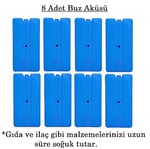 Buz Aküsü Buz Kasedi Ice Box 8nanli Set 370 ml x 8, Ankanorm, Mavi