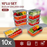 Buzdolabı Saklama Kabı, Kendinden Kapaklı Derin Dondurucu Kabı, Buzluk Kutusu, Dolap Organizeri, Mutfak Düzenleyici, BPA FREE (10, Şeffaf, 2000 ml)
