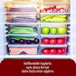 Buzdolabı Saklama Kabı, Kendinden Kapaklı Derin Dondurucu Kabı, Buzluk Kutusu, Dolap Organizeri, Mutfak Düzenleyici, BPA FREE (10, Şeffaf, 2000 ml)