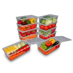 Buzdolabı Saklama Kabı, Kendinden Kapaklı Derin Dondurucu Kabı, Buzluk Kutusu, Dolap Organizeri, Mutfak Düzenleyici, BPA FREE (10, Şeffaf, 2000 ml)