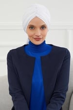 Büzgülü Penye Bone,B-1 Beyaz