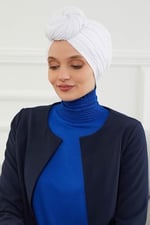 Büzgülü Penye Bone,B-1 Beyaz