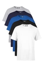 BY COMEOR Erkek Çok Renkli T- Shirt Regular Fit Rahat Kesim Bisiklet Yaka 5'li Basic Tişört Paketi