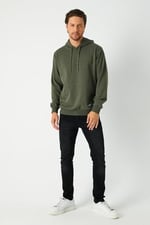 BY COMEOR Erkek Haki Basic Kapüşonlu Regular Fit Normal Kesim 2 İplik Kumaş Günlük Sweatshirt