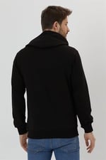BY COMEOR Erkek Siyah Kapüşonlu Nakış Detaylı Sweatshirt