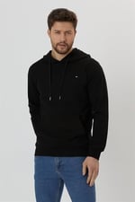 BY COMEOR Erkek Siyah Kapüşonlu Nakış Detaylı Sweatshirt