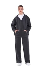 BY COMEOR Kadın Normal Kalıp Basic Beli Lastikli Kapüşonlu Oversize Mevsimlik Alt Üst Eşofman Takımı