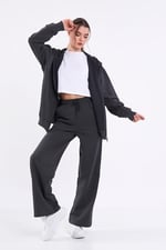 BY COMEOR Kadın Normal Kalıp Basic Beli Lastikli Kapüşonlu Oversize Mevsimlik Alt Üst Eşofman Takımı