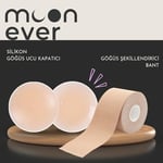 By StopEver Göğüs Şekillendirici Bant + Silikon Göğüs Ucu Kapatıcı – Ten Rengi, Kendinden Yapışkanlı, Dik Görünüm ve Tam Kapsama İçin 2’li Set, 5m Bant + 1 Çift Kapatıcı