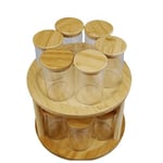BYBARS 12li Standlı Baharatlık Takım Organizer Bambu Kapak Ahşap Stand
