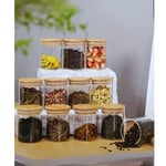 BYBARS 12li Standlı Baharatlık Takım Organizer Bambu Kapak Ahşap Stand