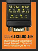 Cablemax RS-232 LED bağlantı Test Cihazı DB-9 Erkek - DB-9 Dişi