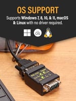 Cablemax RS-232 LED bağlantı Test Cihazı DB-9 Erkek - DB-9 Dişi