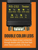 Cablemax RS-232 LED bağlantı Test Cihazı DB-9 Erkek - DB-9 Dişi