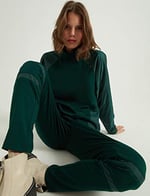 Çağ Yeşili - Fermuar Detaylı Sweatshirt - Pantolon Takım