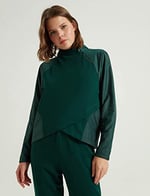 Çağ Yeşili - Fermuar Detaylı Sweatshirt - Pantolon Takım