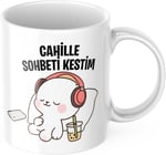 Cahille Sohbeti Kestim Komik Kupa Bardak Komik Yazılı Hediyelik Çay Kahve Kupası