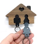 caju art & decoration Ahşap Puzzle Tasarım Sevgili Çift Sevimli Ev Duvar Anahtarlık