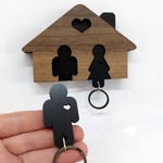caju art & decoration Ahşap Puzzle Tasarım Sevgili Çift Sevimli Ev Duvar Anahtarlık