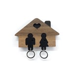caju art & decoration Ahşap Puzzle Tasarım Sevgili Çift Sevimli Ev Duvar Anahtarlık