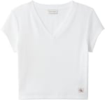 Calvin Klein A- SS WOVEN LABEL RIB VNECK TEE Tişört Kadın