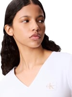 Calvin Klein A- SS WOVEN LABEL RIB VNECK TEE Tişört Kadın