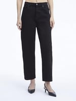 Calvin Klein HIGH RISE BARREL INFINITE BLACK Kot Pantolon Kadın