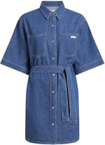 Calvin Klein LINEN BOXY BELTED SHIRT DRESS Elbise Kadın