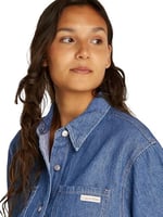 Calvin Klein LINEN BOXY BELTED SHIRT DRESS Elbise Kadın