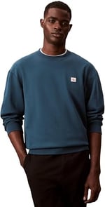 Calvin Klein Ls Eu 350Terry Badge Cn Bisiklet Yaka Sweatshirt, LV04RC273GUB1 - Bedenler: S, M, L, XL