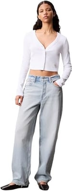Calvin Klein LS WOVEN LABEL 2X2 COTTON RIB CA Tişört Kadın