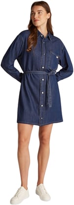 Calvin Klein LYOCELL BELTED DENIM SHIRT DRESS Elbise Kadın