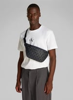 Calvin Klein MATTE AOP SQ WAISTBAG 38 Erkek Çanta, Siyah, Tek Beden