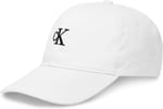 Calvin Klein Monogram Embroıdery Baseball Cap, Beyaz