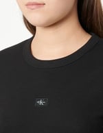 Calvin Klein WOVEN LABEL RIB FITTED TEE Tişört Kadın