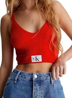 Calvin Klein WOVEN LABEL SWEATER BRALETTE Kazak Kadın