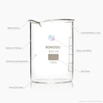Cam Beher 1000 ml - Kısa Form Isıya Dayanıklı Beaker -%100 Borosilikat Cam