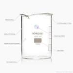 Cam Beher 1000 ml - Kısa Form Isıya Dayanıklı Beaker -%100 Borosilikat Cam