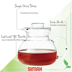 Cam Demlik, Borosilikat Cam, Şeffaf, 1000 ml, Isıya Dayanıklı, Ergonomik Kulplu, Kapaklı Tasarım