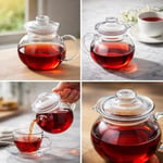 Cam Demlik, Borosilikat Cam, Şeffaf, 1000 ml, Isıya Dayanıklı, Ergonomik Kulplu, Kapaklı Tasarım