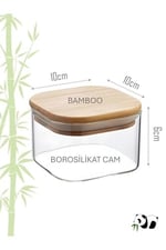 Cam Saklama Kabı, Bambu Kapaklı, 6'lı Set