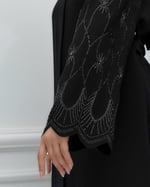 CANSEN KADIN LÜX KREP KUMAŞ KOLU TAŞLI KEMERLİ ABAYA ABİYE FERACE