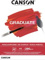 CANSON Graduate - C400110379 yağlı ve akrilik kağıt bloğu, DIN A5, 20 yaprak, 290 g/m² - Seçenekler: DIN A4, DIN A5, DIN A3