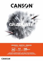 CANSON Graduate Light Grain 96 gsm A4 Eskiz Kağıt Pedi, Yapıştırılmış Kısa Taraf, 40 Doğal Beyaz Levha, Profesyonel Sanatçılar ve Öğrenciler için İdeal - Seçenekler: A4, A5