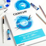 CANSON Mezun Suluboya 250 gsm A5 Kağıt, Soğuk Preslenmiş, Tampon Yapıştırılmış Kısa Taraf, 20 Doğal Beyaz Çarşaf, Öğrenci Sanatçılar için İdeal - Seçenekler: A3, A4, A5